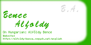 bence alfoldy business card